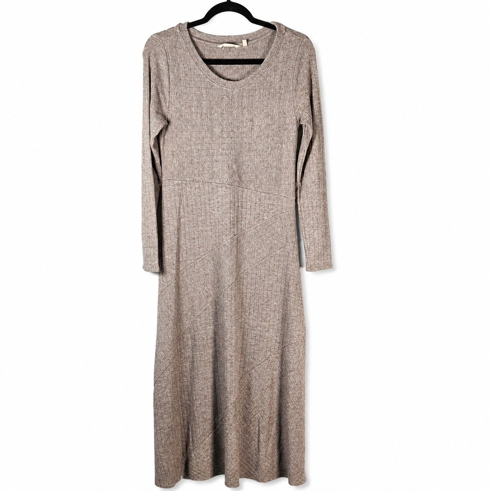 Soft Surrounds Maxi Dress Womens XS Tan Ribbed Long Sleeve Boho Casual Neutral